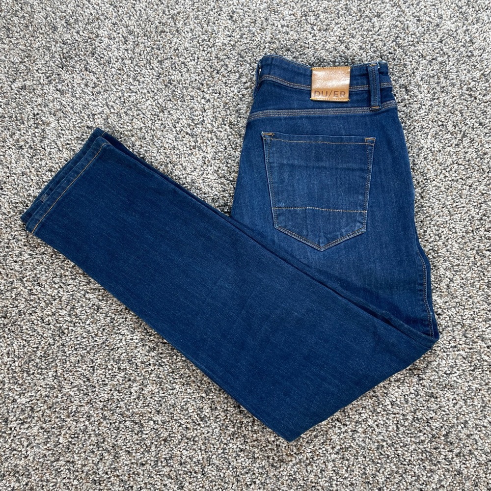 DU/ER Men's 32x31 Performance Denim Jeans Dark Wash Slim Straight Stretch